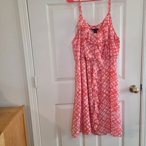 Lane Bryant Coral Pink Geometric Print Sundress